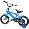 Fetcoi Bicicletta per bambini, 14 pollici, gialla per bambini, per ragazze, ragazzi, con ruote di supporto, per ragazze e ragazzi, 3-8 anni e oltre (blue)