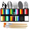 Bowitzki Set di Trucco Professionale per Bambini e Adulti 12X10G Con Stensil One Stroke Split Cake Non-Tossico per Pittura sul Corpo Arcobaleno Flora Delfino Unicorno Fiamma