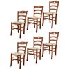 t m c s Tommychairs - Set 6 sedie modello Cuore per cucina bar e sala da pranzo, robusta struttura in Legno di faggio color ciliegio e seduta rivestita in pelle artificiale colore avorio