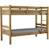 Arredo Stock Letto a castello in legno di pino massello utilizzabile come due letti singoli, 90x190x150 cm (Legno)