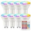 iLC LED Lampadine Faretto GU10 colorate Cambiare colore Lampadina RGB Bianco Dimmerabile Caldo 2700K Equivalenti a 40 W - 5 Watt RGBW Colori - Telecomando Incluso (Confezione da 8)