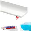 AiDeHuaKeJi 100cm paratie antiallagamento per porte + 25 ml sigillante siliconico trasparente,barriera doccia ferma acqua,barriera acqua,barriera per doccia,bordo doccia(bianco)