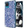 OKZone Cover per Samsung Galaxy A12 [con Pellicola Proteggi Schermo], Custodia Lucciante con Brillantini Glitters Ultra Sottile Designer Case Cover (Blu)
