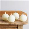Lights4fun Set di 4 Candele Sferiche TruGlow® in Cera Avorio a Pile con LED Bianco Caldo per Interni