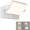 Klighten 24W LED Applique Esterno/Interno con Sensore di Movimento, Lampade da Parete Orientabile IP65 Applique da Parete in Alluminio per Giardini Terrazza, Bianca, Bianco Caldo 2700K-3000K