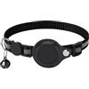 HOTMNTY Riflettente Airtag Collare per Gatti Cuccioli, Porta Collarino Regolabile con Campana e Fibbia di Sicurezza Collarino Gatto Accessori per AirTag Porta Localizzatore per Gattini e Cuccioli, Nero, 1 Pz.