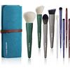 EIGSHOW 9 pezzi set di pennelli per il trucco con 5 colori, pennelli per il trucco professionale con borsa, scelta perfetta per il regalo, viaggio