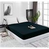 Mixibaby Lenzuolo con angoli elasticizzati in jersey, 100% cotone, 28 colori, dimensioni: 200 x 220 cm, colore: verde scuro
