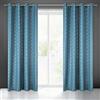 Eurofirany Cande Tenda con Motivo Geometrico, con Occhielli, Alta qualità, Glamour per Camera da Letto, Soggiorno, Blu, 140 x 250 cm