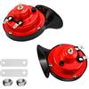 CGEAMDY Corno di Lumaca 300DB, 2 Pezzi 12V Super Rumoroso Clacson per Auto, Clacson Ad Aria Compressa Impermeabile, Corno a Lumaca Elettrico Air Horn per Auto Camion Moto Barca Motociclo (Rosso)