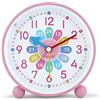 Lafocuse Sveglia per bambini rosa senza ticchettio, in metallo, facile da leggere, silenziosa, con luce notturna, sveglia analogica colorata, per ragazzi e ragazze, cameretta dei bambini, 10,5 cm