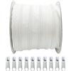 JYC CREATIVE 25 Metri di Chiusure Lampo in Nylon + 10 Cursori Liberi Tiretti in Metallo, Cerniera per Cucire, Chiusure Lampo al Metro per Cucire su Vestiti, Tessuti, Chiusuri Lampo al Metro n.3, (Bianco 101)