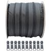 JYC CREATIVE 25 Metri di Chiusure Lampo in Nylon + 10 Cursori Liberi Tiretti in Metallo, Cerniera per Cucire, Chiusure Lampo al Metro per Cucire su Vestiti, Tessuti, Chiusuri Lampo al Metro n.3, (Grigio 311)