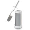 Joseph Joseph Flex Plus - Portascopino Igienico Bagno Spazzola WC con Contenitore Portaoggetti, Spazzolone resistente, Testa Flessibile, Setole Antigoccia, Anti-Intasamento - Grande - Bianco/Grigio