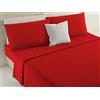 SalGiu Completo Set Lenzuola 100% Cotone Tinta Unita (Singolo, Rosso)