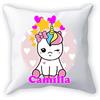 Overthetee Cuscino Unicorno - Personalizza Nome - Cuoricini - Unicorni - Bimba - Idee Regalo - Cuscini da divano 40x40 CM - Bambina
