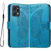 GOKEN Cover per Huawei Honor X7a, Custodia Flip PU Pelle TPU Portafoglio Custodie con Stand & Carte Slot & Disegni Rilievo, Chiusura Magnetica Telefono Case -Blu
