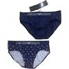 Emporio Armani Men's Classic Pattern Mix 2 Pack Brief Slip, Hexagon/Marine, S Uomo