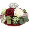 Flair Flower Portacandele con inserto in vetro decorato con rose artificiali eucalipto, portacandele da tavolo, per la festa della mamma, San Valentino, matrimonio, decorazione antivento, decorazione per terrazza,