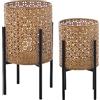 DRW Set di 2 vasi in metallo imitazione vimini con gambe in nero, 31 x 31 x 58 cm