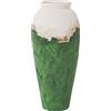 DRW Vaso alto da pavimento in ceramica in verde, oro e bianco 32x32x80 cm