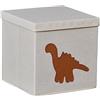 LOVE !T STORE !T LOVE IT STORE IT - Premium Cubo Portaoggetti Con Coperchio - In Cotone-Lino - Pieghevole - Rinforzi In Legno - Compatibile Kallax - 30x30x30 cm - Fantasia A Dino, Beige