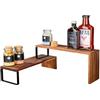 WENKO Mensola cucina mod. Vali Acacia 2 mensole flessibili combinabili in legno di acacia certificato FSC®, piedini in metallo, dimensioni 36 x 8 x 12 cm e 36 x 16 x 12 cm, naturale/nero