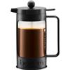 Bodum - Caffettiera Bean da 0,35 litri, per 3 tazze, Vetro, Nero , 8 tazzes, 4 Unità