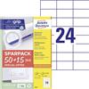 AVERY Zweckform 6605 adesivi per indirizzi (1.200 più 360 etichette adesive extra, 70 x 37 mm su A4, carta opaca, etichette del mittente stampabili, etichette autoadesive con ultragrip), 65 fogli,