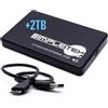 Simpletek CADDY ENCLOSURE HDD 2,5" CON 2TB SSD DISCO ADATTATORE BOX USB 3.0 ESTERNO PC.