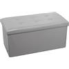 DRW Pouf, Pelle Sintetica, Argento, 38x77x38 cm