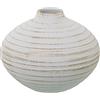 DRW Vaso Bottiglia con scanalature in ceramica in bianco opaco e oro 24x24x20 cm