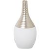 DRW Vaso da tavolo in ceramica bianco opaco e champagne 19x19x38 cm