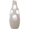 DRW Vaso da pavimento in ceramica con fori cerchi a righe grezzo 26x26x70 cm