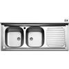 Apell Lavello d'appoggio in acciaio inox con 2 vaschette 120cm Dx