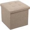 DRW Pouf incollabile con stoccaggio in poliestere beige 38 x 38 x 38 cm