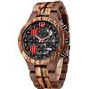 XIRUVE Orologio in Legno da Polso Uomo Calendario Cronografo Quarzo Naturale