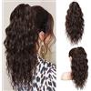 PORSMEER 46 cm 18 Pollici marrone Coda Capelli Extension Ricci con Pinza,Posticcio per Capelli Coda Mossa Extension Coda Capelli Lunga Ondulati Mossi per Donna