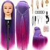 XINMEIFA Testa Per Parrucchiere, 28 Inch Testina Parrucchiere Capelli 100% fibre Sintetiche Parrucchiere Testa Per Parrucchiere con Morsetto Libero e DIY Accessori Per Capelli (Rosso porpora)
