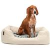 lionto Letto per cani (Tessuto melange) con Cuscino da pavimento reversibile Fondo antiscivolo, (M) 80x60 cm Beige