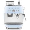 Smeg linea Anni '50 Smeg Macchina da caffè espresso manuale con macinacaffè EGF03PBEU finitura azzurro