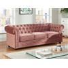 Vente-unique - Divano CHESTERFIELD 3 posti in velluto Rosa cipria