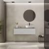 Mobile bagno sospeso 120 cm bianco opaco cannettato con lavabo dx e  specchio - Deck