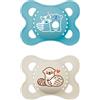 MAM Istruzioni in lingua straniera MAM Ciuccio originale Pure in set da 2 pezzi, adatto ai denti, in materiale sostenibile e rinnovabile, tettarella in silicone SkinSoft, 0-6 mesi, procione/castoro