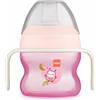 MAM Bicchiere da apprendimento a partire da 4 mesi, 150 ml, beccuccio asimmetrico in silicone facilmente accettabile, con manici che brillano al nero, rosa, confezione da 1