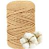 DXRPO Filato macramè, 5 mm x 100 m, Filato di Cotone macramè, Corda per Macrame 5mm,per Fai da Te, macramè, fioriera per Fiori macramè,Regalo per buoni Amici, Piante, Decorazione Boho(Marrone)