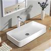 LIFEZEAL Lavandino Bagno, Lavabo da Appoggio, 60 x 35 x 11 cm, Lavabo Bagno, Glassa in Porcellana, Rettangolare, Scarico Escamotable, Ideale per Casa Ristorante e Hotel, Bianco