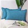 Madizz 2 Pezzi Lino in Poliestere Copricuscini Morbido Decorativo Fodere per Cuscino Lusso Stile per Divano Camera da Letto 40x40 cm Blu