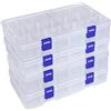 Qualsen Scatola in Plastica Stoccaggio Scatole Divisori Mobili Organizzatore Contenitore per Dell'orecchino Strumento Accessori (Trasparente x 4 (18 griglia))