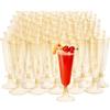 Matana - 100 Flute in Plastica con Glitter Dorati, 150ml - Calici Riutilizzabili Lavabili per Vino, Cocktail, Dessert - Bicchieri Eleganti in Plastica Rigida per Feste e Occasioni Speciali